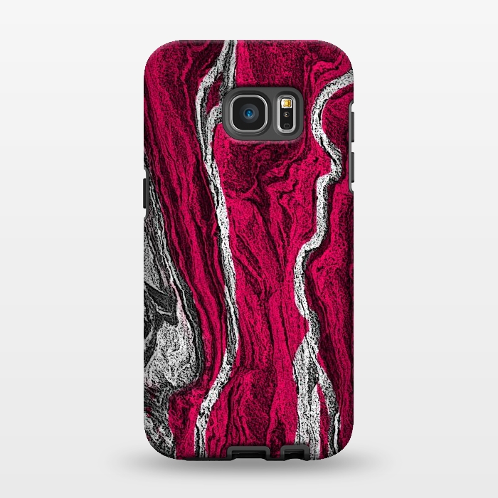 Galaxy S7 EDGE StrongFit Pink and white marble textured design by Josie