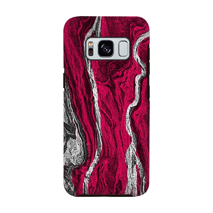Galaxy S8 StrongFit Pink and white marble textured design by Josie