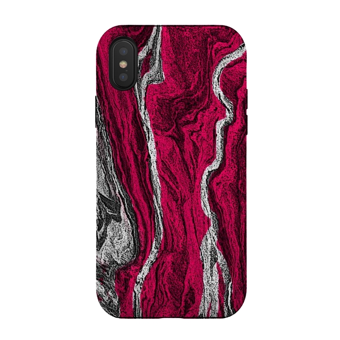iPhone Xs / X StrongFit Pink and white marble textured design by Josie