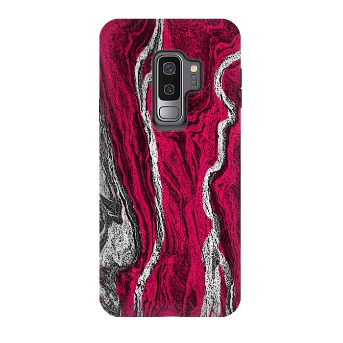 Galaxy S9 plus StrongFit Pink and white marble textured design by Josie