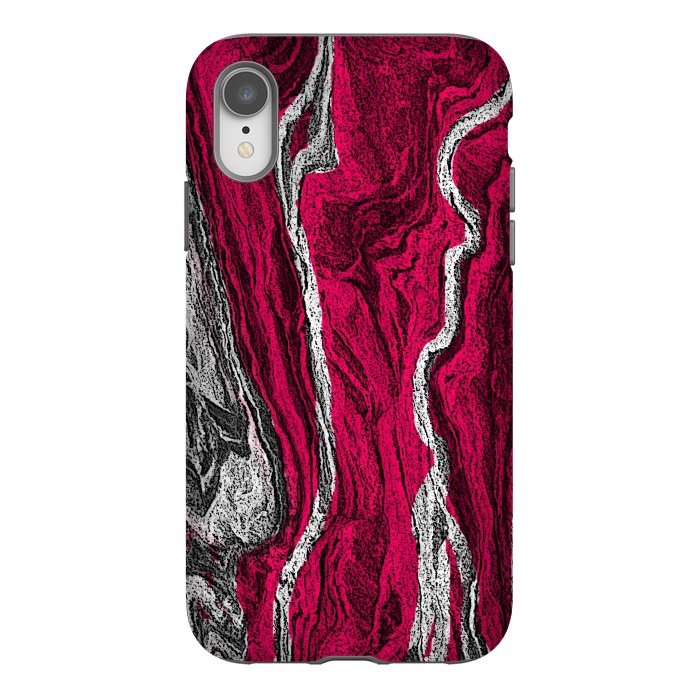 iPhone Xr StrongFit Pink and white marble textured design by Josie