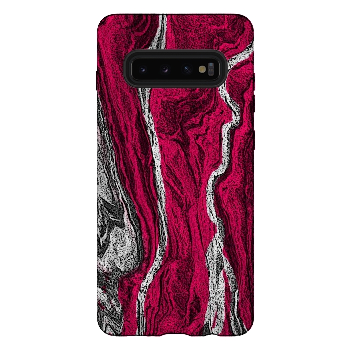Galaxy S10 plus StrongFit Pink and white marble textured design by Josie