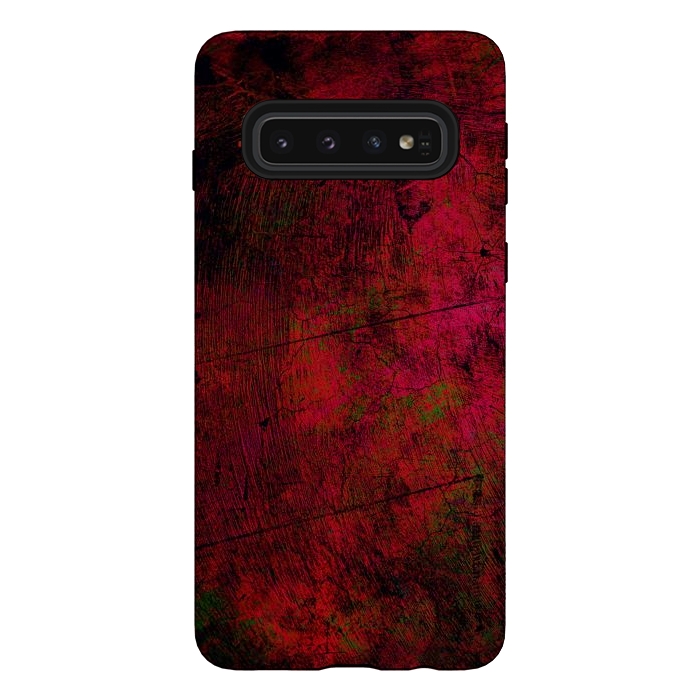 Galaxy S10 StrongFit Red abstract grunge textured design by Josie