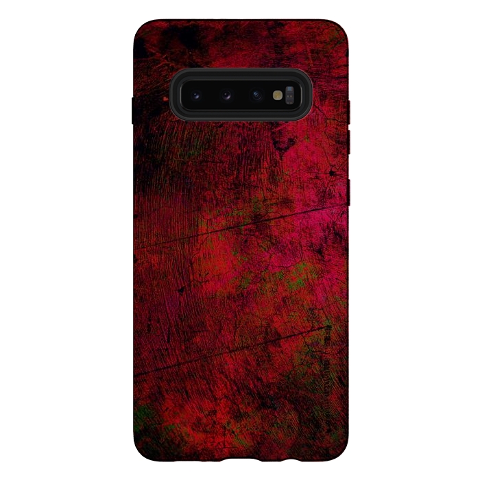Galaxy S10 plus StrongFit Red abstract grunge textured design by Josie