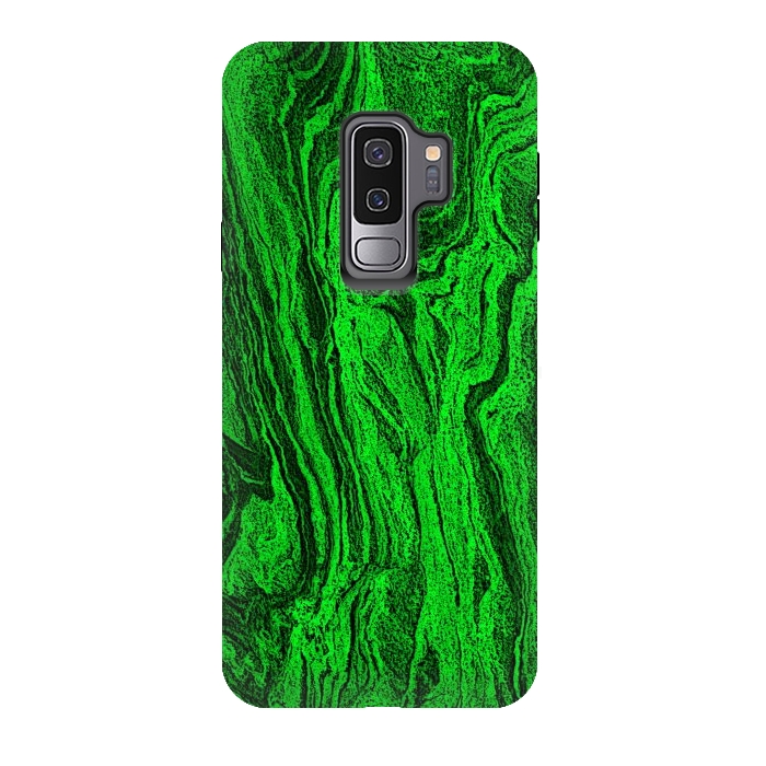 Galaxy S9 plus StrongFit Green marble textured design by Josie