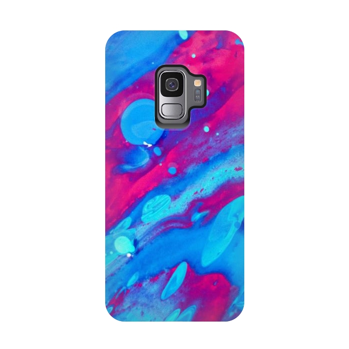 Galaxy S9 StrongFit Pink and blue abstract painting  by Winston