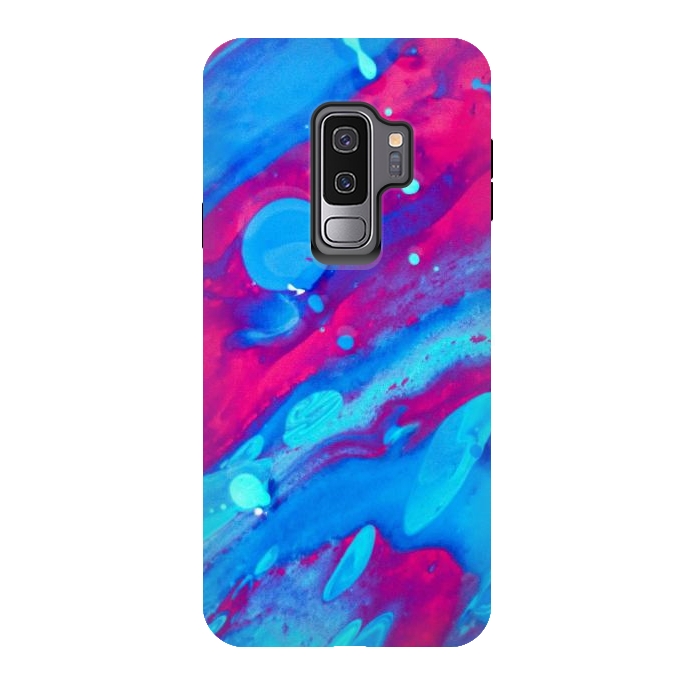 Galaxy S9 plus StrongFit Pink and blue abstract painting  by Winston