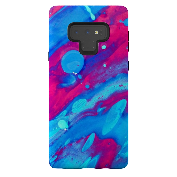 Galaxy Note 9 StrongFit Pink and blue abstract painting  by Winston