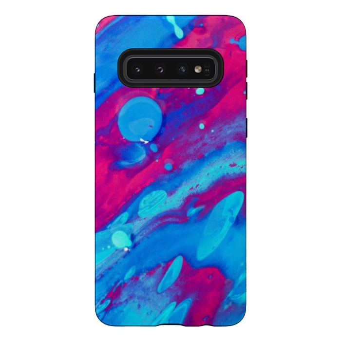 Galaxy S10 StrongFit Pink and blue abstract painting  by Winston