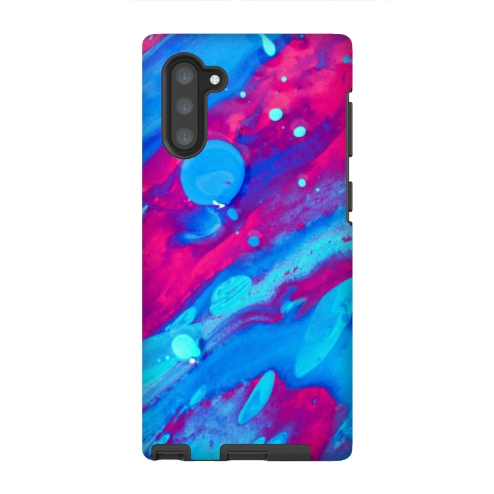 Galaxy Note 10 StrongFit Pink and blue abstract painting  by Winston