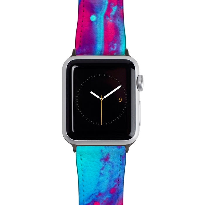 Watch 42mm / 44mm Strap PU leather Pink and blue abstract painting  by Winston
