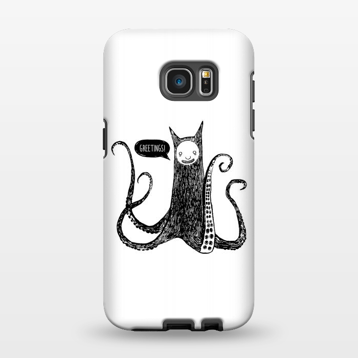 Galaxy S7 EDGE StrongFit Greetings from the kraken cat by Laura Nagel