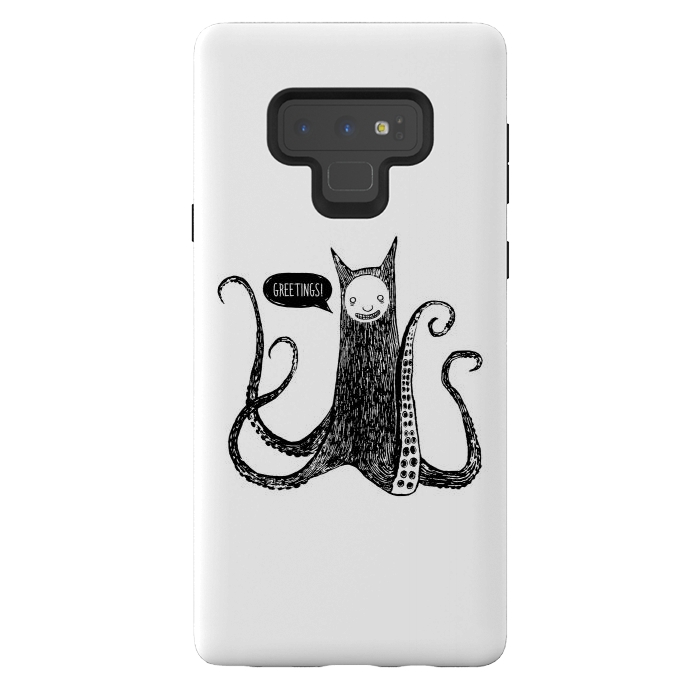 Galaxy Note 9 StrongFit Greetings from the kraken cat by Laura Nagel