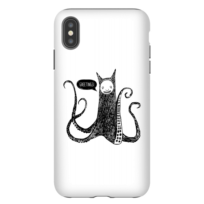 iPhone Xs Max StrongFit Greetings from the kraken cat by Laura Nagel