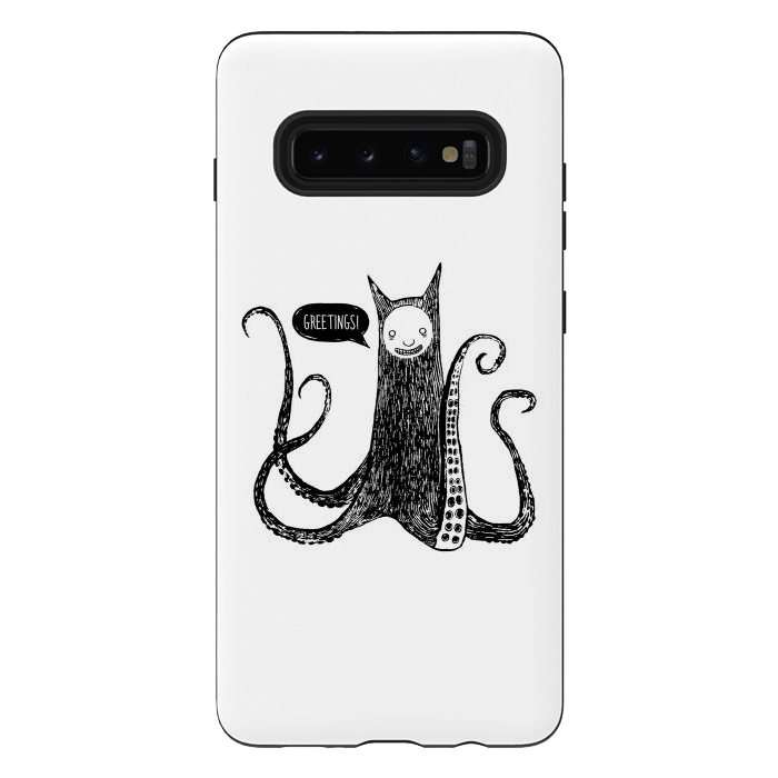 Galaxy S10 plus StrongFit Greetings from the kraken cat by Laura Nagel