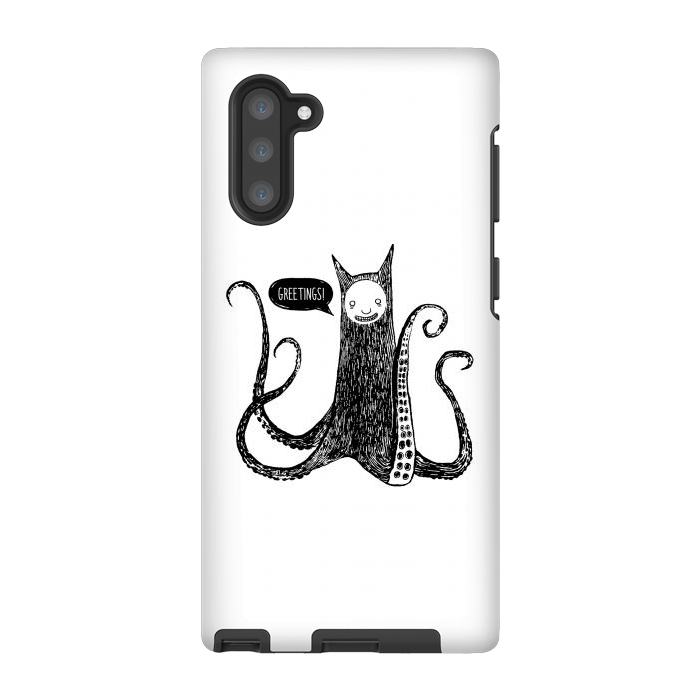 Galaxy Note 10 StrongFit Greetings from the kraken cat by Laura Nagel