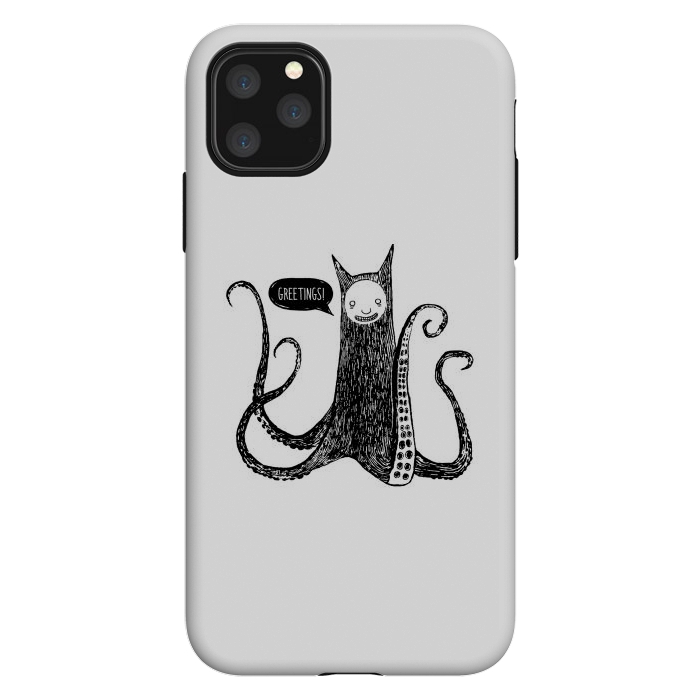 iPhone 11 Pro Max StrongFit Greetings from the kraken cat by Laura Nagel