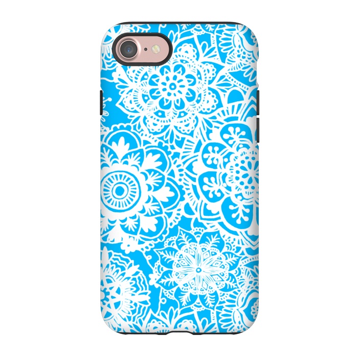 iPhone 7 StrongFit Blue and White Mandala Pattern by Julie Erin Designs
