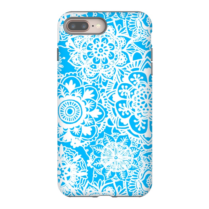 iPhone 7 plus StrongFit Blue and White Mandala Pattern by Julie Erin Designs
