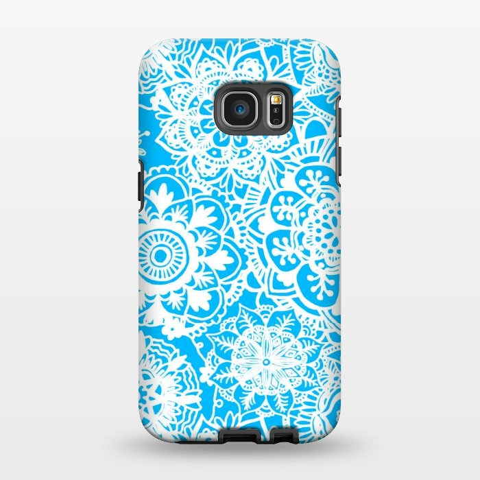 Galaxy S7 EDGE StrongFit Blue and White Mandala Pattern by Julie Erin Designs