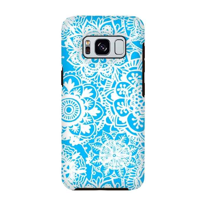 Galaxy S8 StrongFit Blue and White Mandala Pattern by Julie Erin Designs