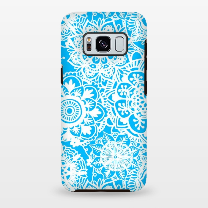 Galaxy S8 plus StrongFit Blue and White Mandala Pattern by Julie Erin Designs