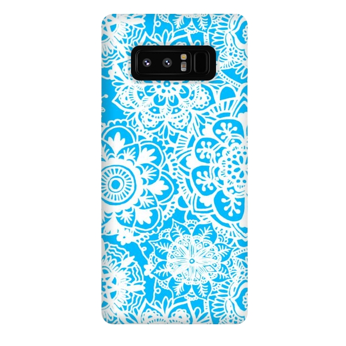 Galaxy Note 8 StrongFit Blue and White Mandala Pattern by Julie Erin Designs