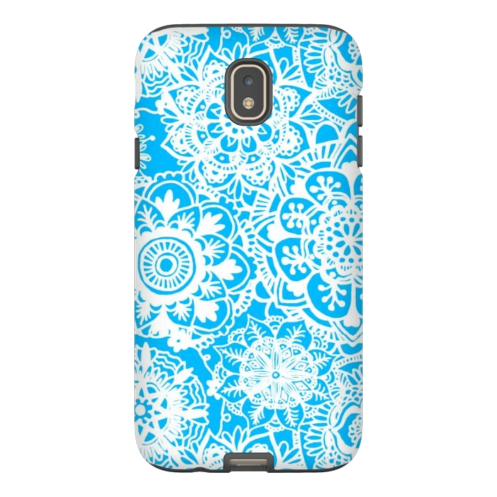 Galaxy J7 StrongFit Blue and White Mandala Pattern by Julie Erin Designs