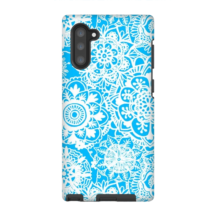 Galaxy Note 10 StrongFit Blue and White Mandala Pattern by Julie Erin Designs