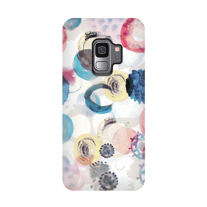 Galaxy S9 StrongFit Watercolour playful spots abstract pattern by Oana 