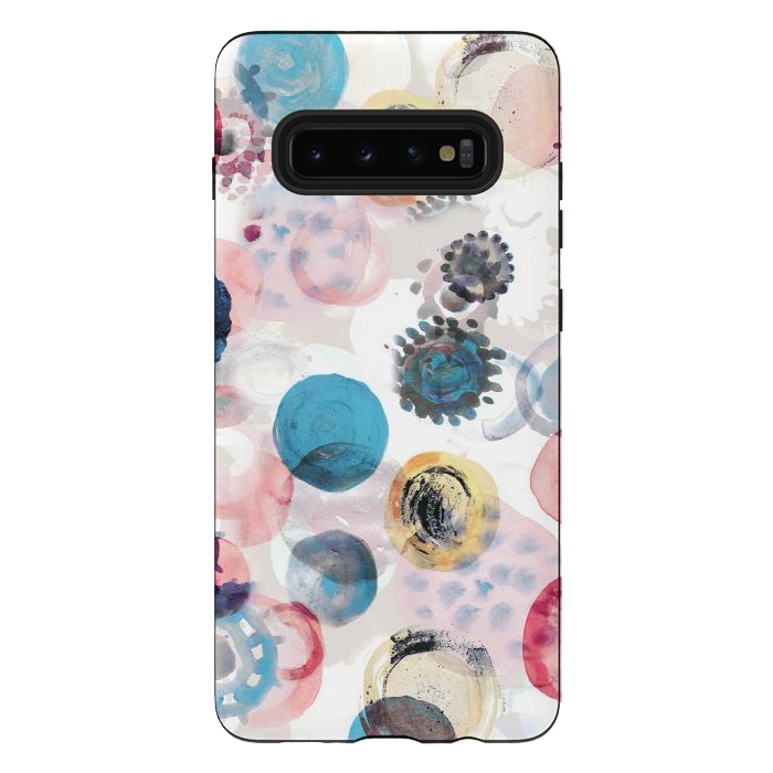 Galaxy S10 plus StrongFit Colorful painted spots by Oana 