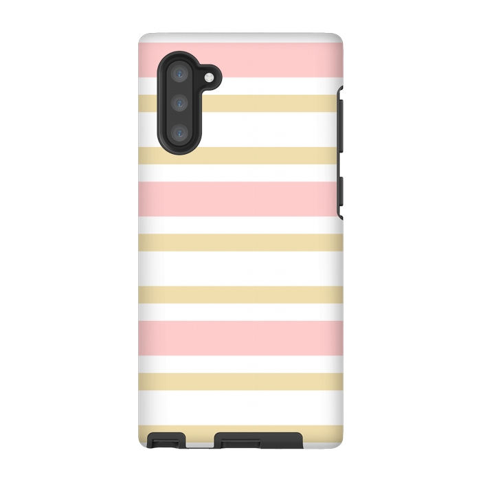 Galaxy Note 10 StrongFit pink golden stripes pattern by MALLIKA