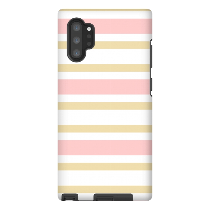 Galaxy Note 10 plus StrongFit pink golden stripes pattern by MALLIKA