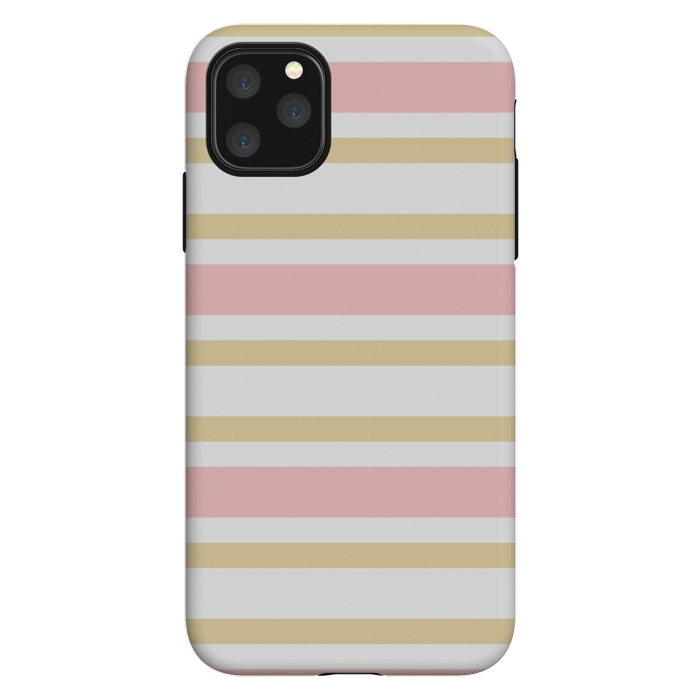 iPhone 11 Pro Max StrongFit pink golden stripes pattern by MALLIKA