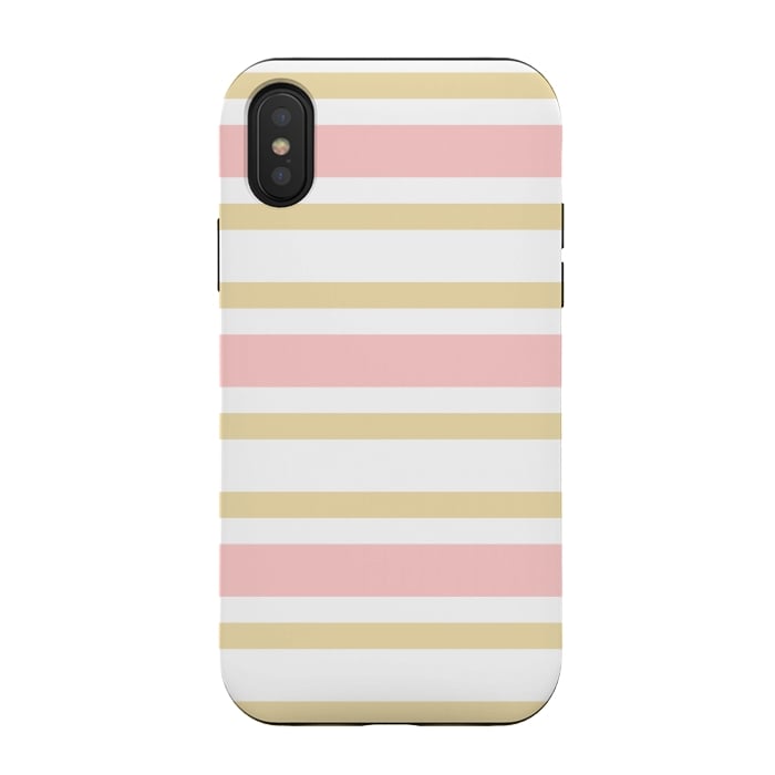 iPhone Xs / X StrongFit pink golden stripes pattern by MALLIKA