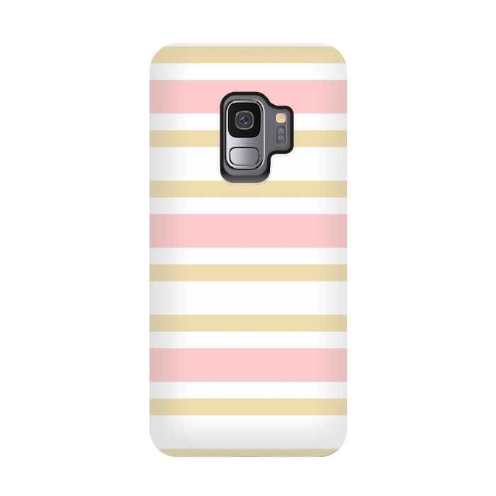 Galaxy S9 StrongFit pink golden stripes pattern by MALLIKA
