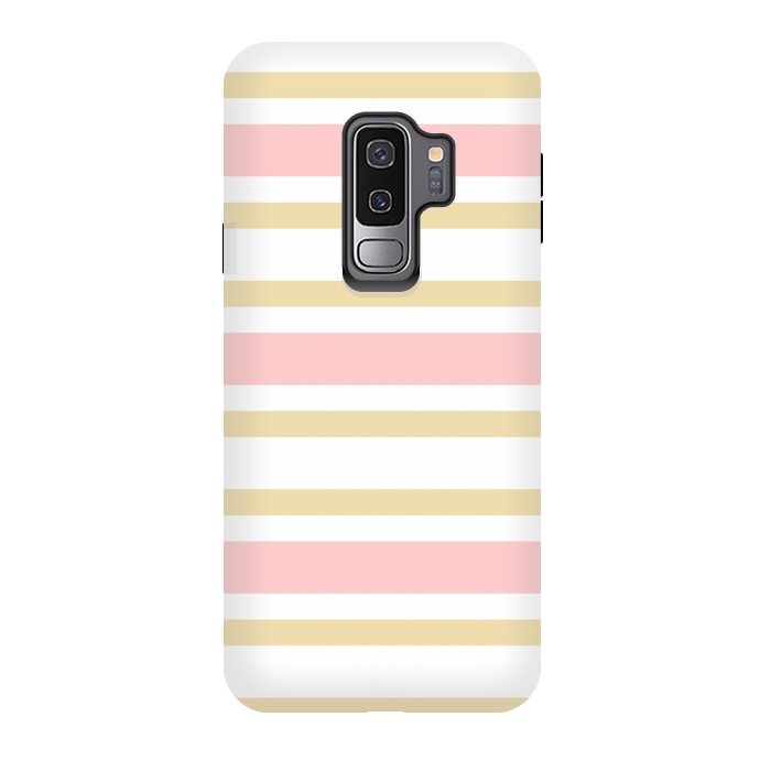 Galaxy S9 plus StrongFit pink golden stripes pattern by MALLIKA