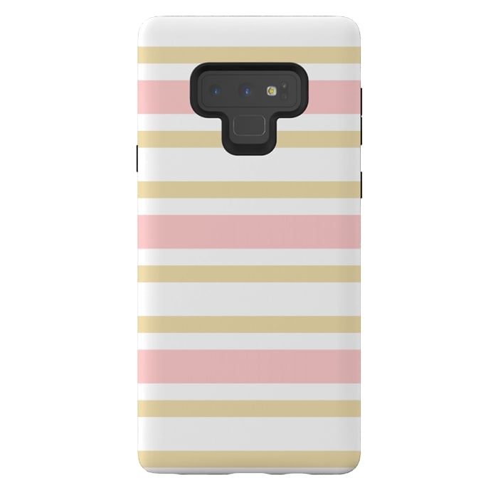 Galaxy Note 9 StrongFit pink golden stripes pattern by MALLIKA