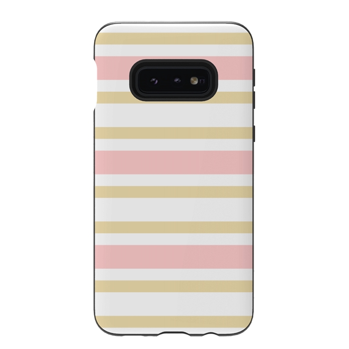 Galaxy S10e StrongFit pink golden stripes pattern by MALLIKA