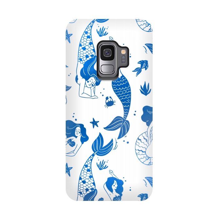 Galaxy S9 StrongFit blue mermaid pattern by MALLIKA