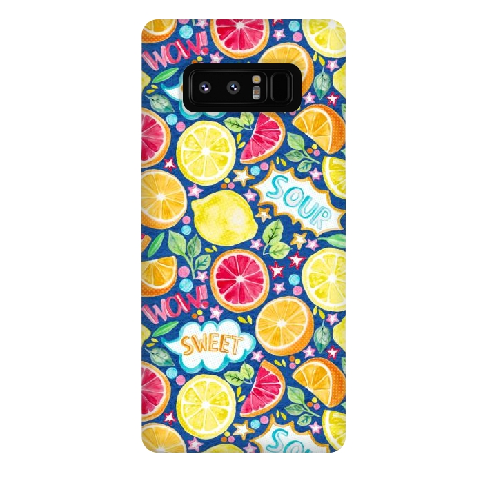 Galaxy Note 8 StrongFit Pop Art Citrus Fruit on Royal Blue by Tangerine-Tane