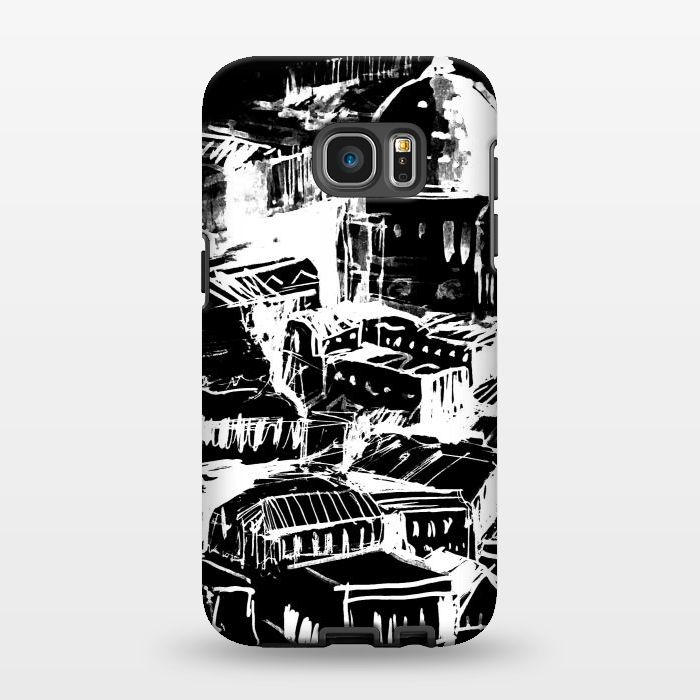 Galaxy S7 EDGE StrongFit Venice Italian cityscape white ink sketch by Oana 