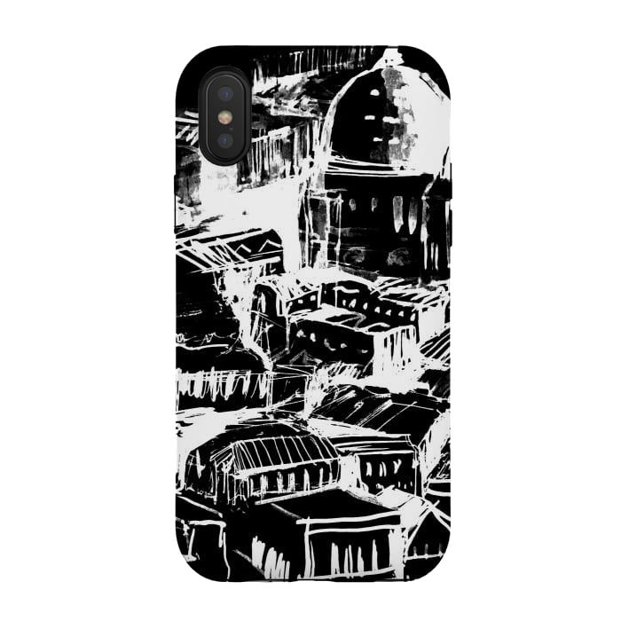 iPhone Xs / X StrongFit Venice Italian cityscape white ink sketch by Oana 