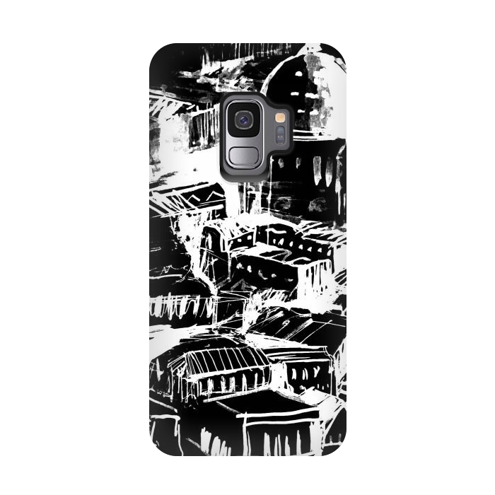 Galaxy S9 StrongFit Venice Italian cityscape white ink sketch by Oana 