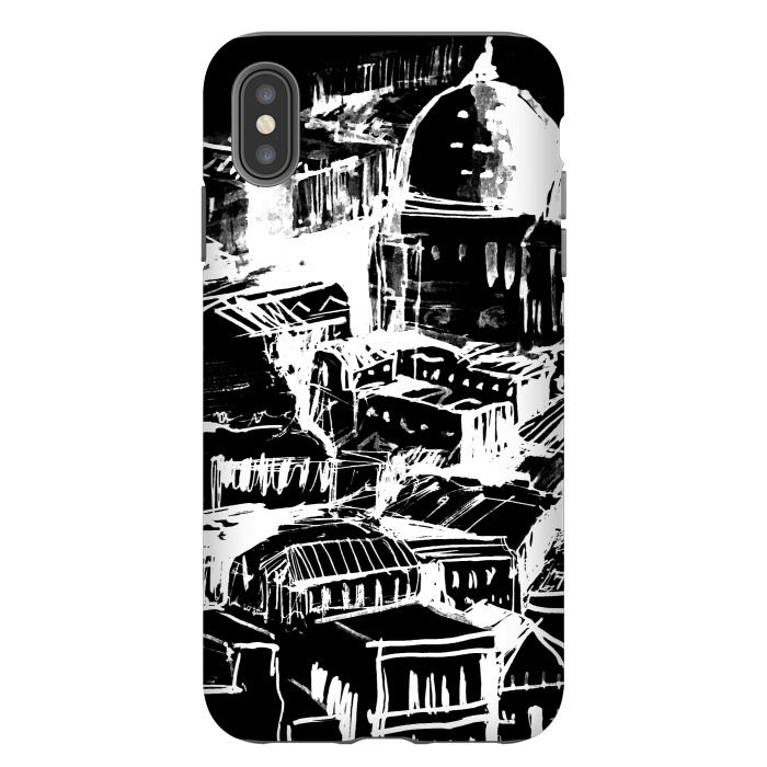 iPhone Xs Max StrongFit Venice Italian cityscape white ink sketch by Oana 