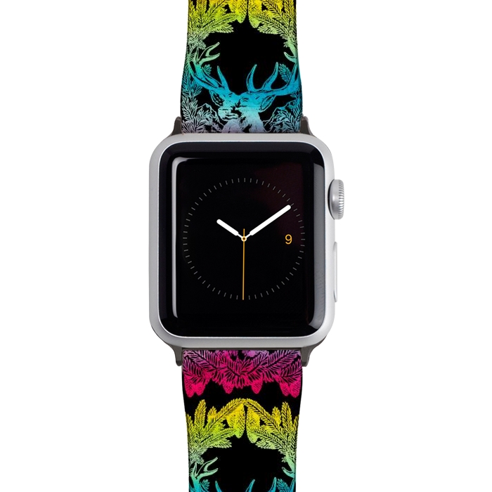 Watch 38mm / 40mm Strap PU leather Gradient reindeer and pine leaves illustration by Oana 