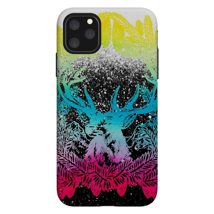iPhone 11 Pro Max StrongFit Gradient reindeer and pine leaves illustration by Oana 