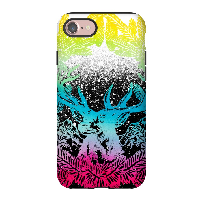 iPhone 7 StrongFit Gradient reindeer and pine leaves illustration by Oana 