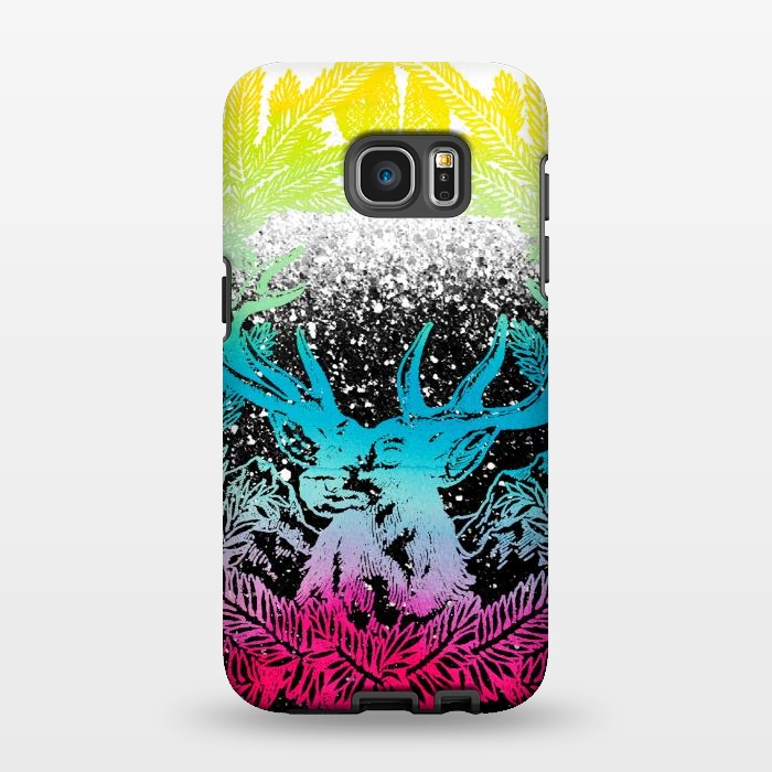 Galaxy S7 EDGE StrongFit Gradient reindeer and pine leaves illustration by Oana 