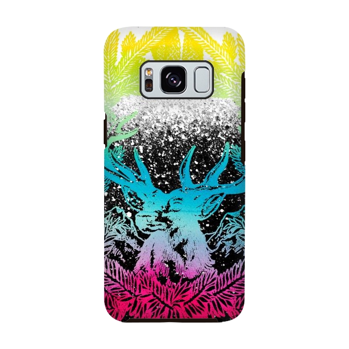 Galaxy S8 StrongFit Gradient reindeer and pine leaves illustration by Oana 